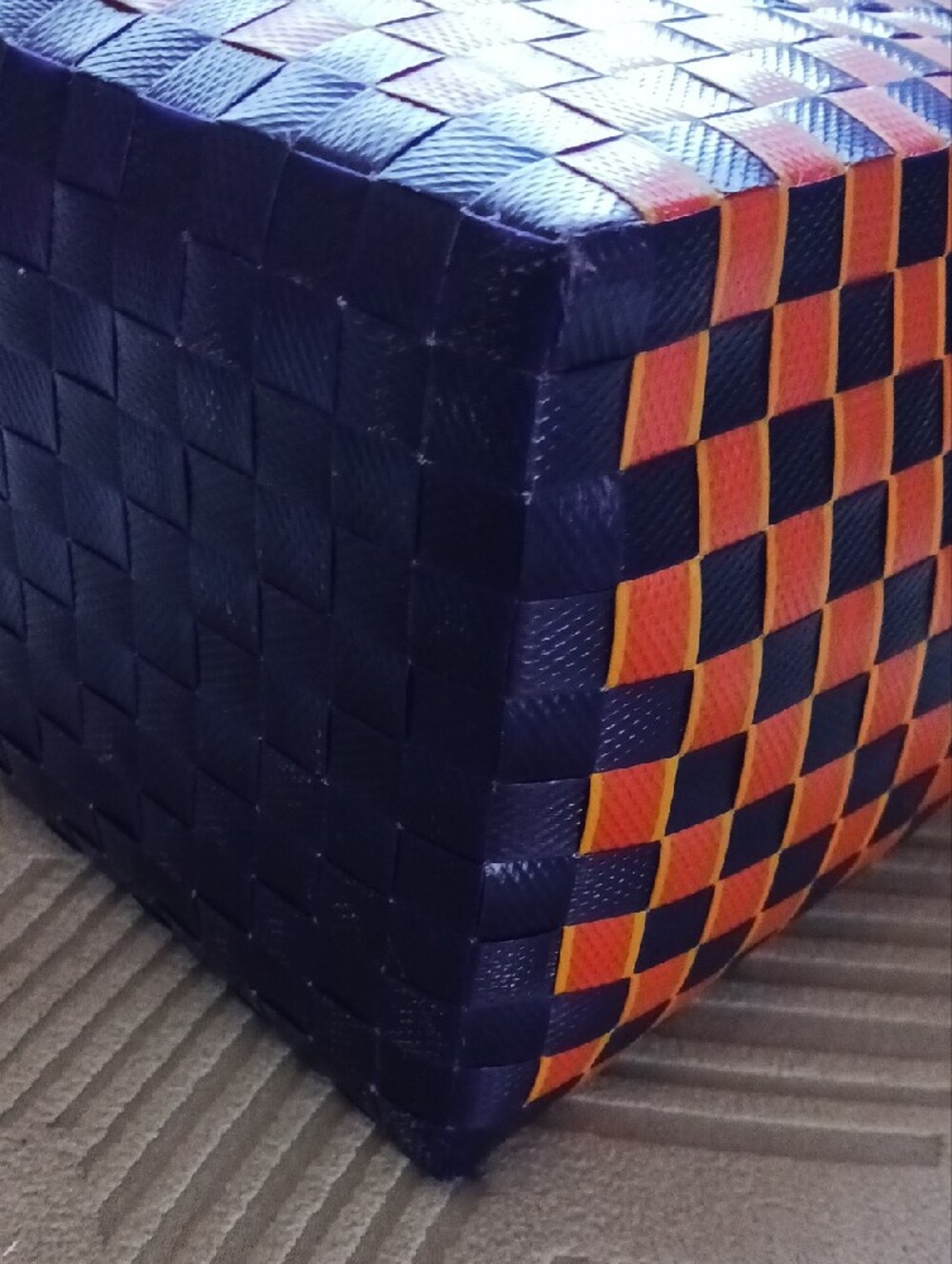 Marni Orange Multicolor Woven Tote with Butterfly Motif - Picture 3 of 5